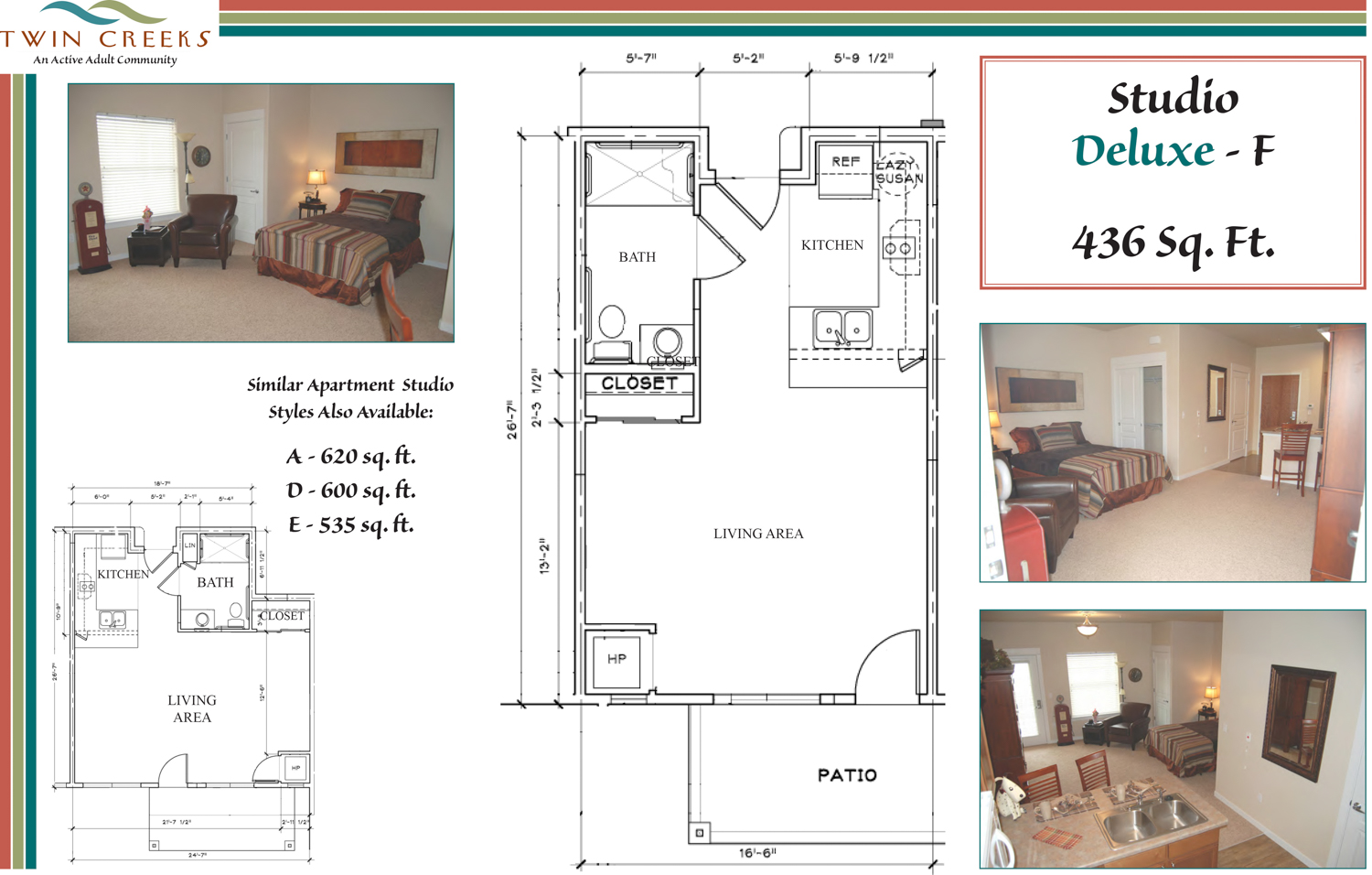 Floor plan of a two-bedroom standard C apartment| Senior Apartment Homes